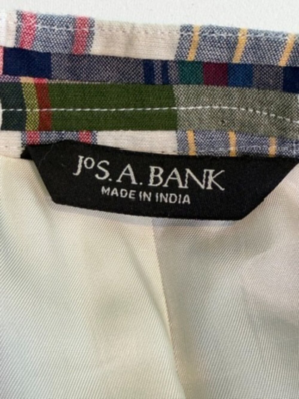 JOS A BANK Plaid Madras Sport Coat Blazer Mens 44 XL Preppy - Picture 10 of 13